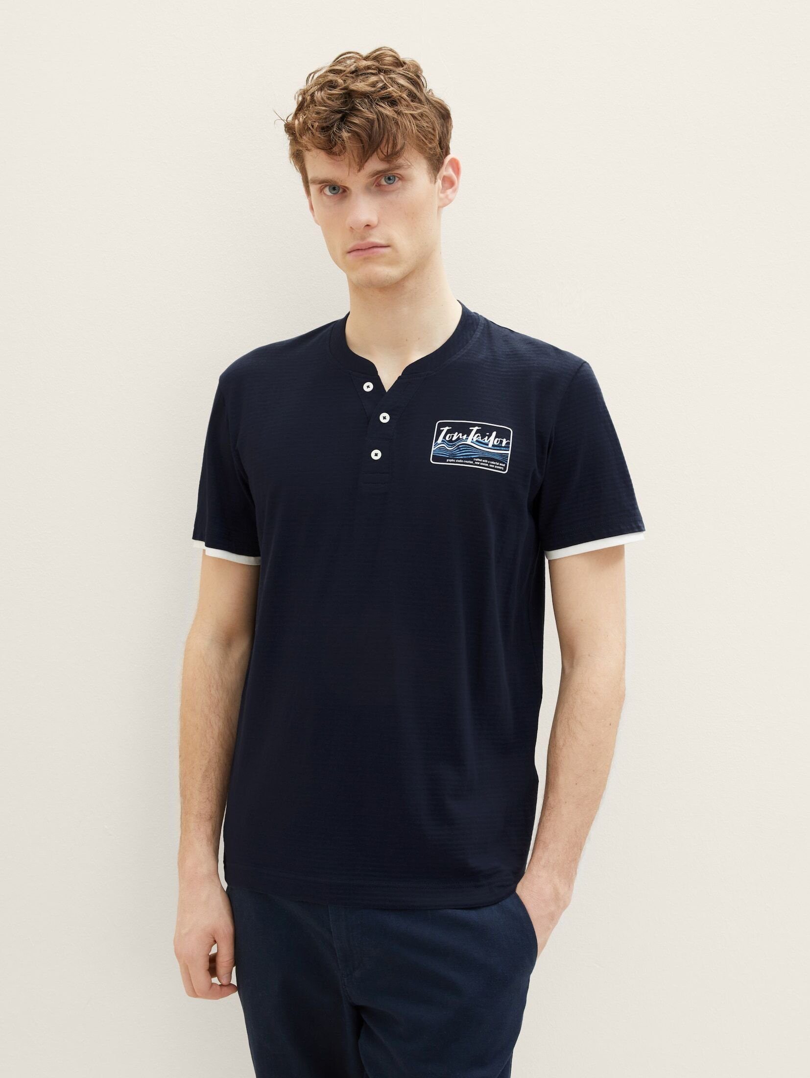TOM TAILOR T-Shirt Serafinoshirt mit Print sky captain blue