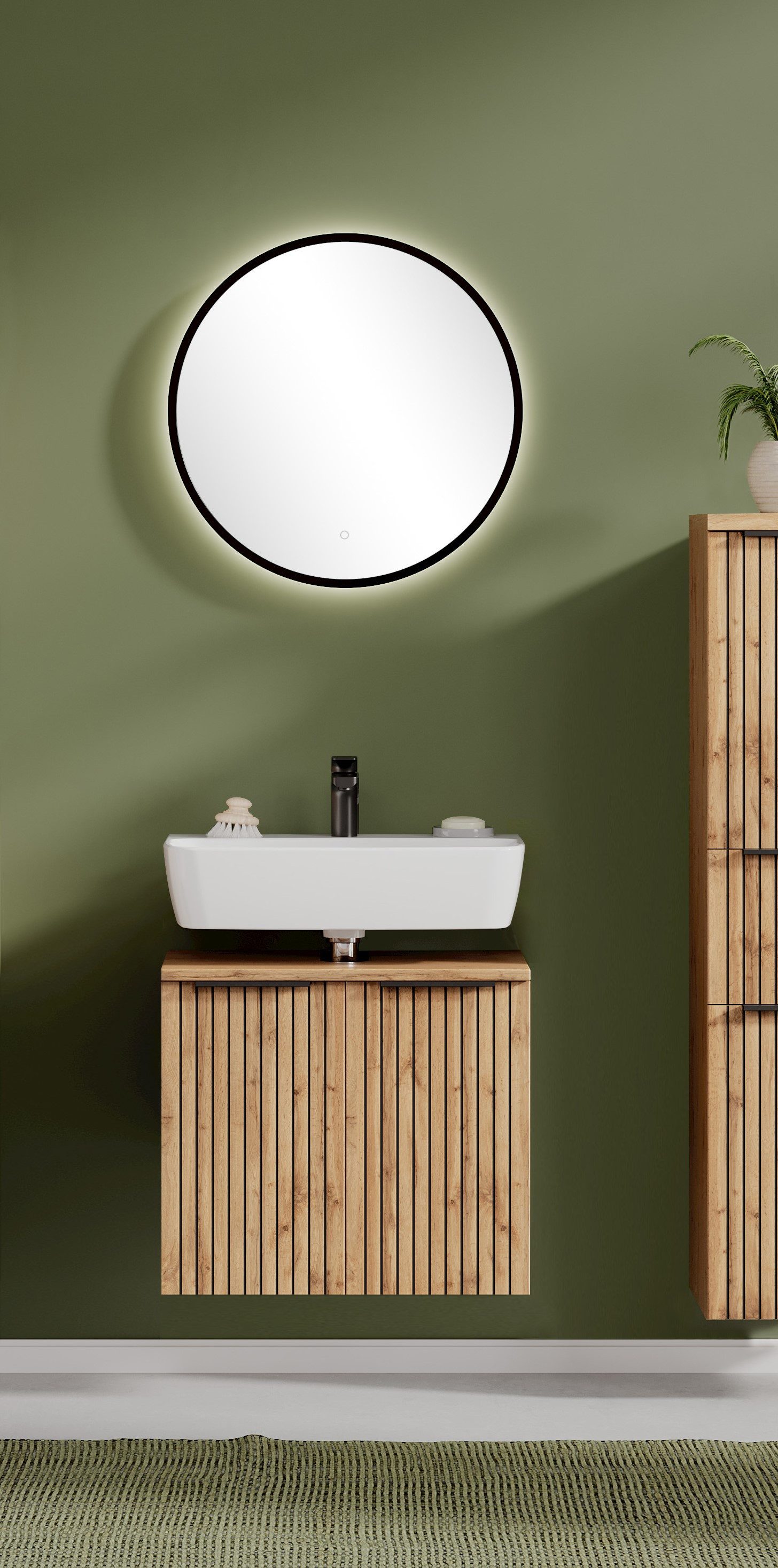 Badezimmer-Set Welltime Möbel, Carlton Unterbecken-Set 2teilig, 60 cm, gestreift