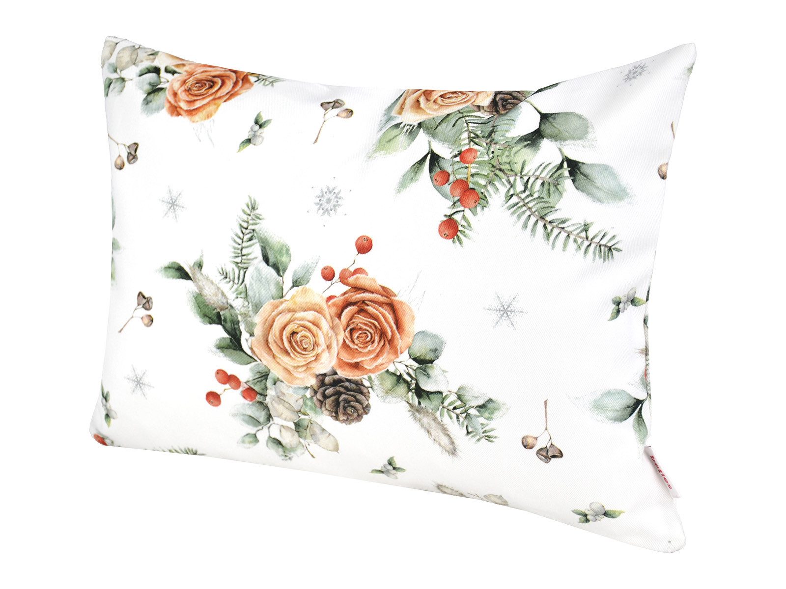 beties Kissenbezug Magie des Winters Frost-Rose, (1 Stück), mit Rosen, Kiefernzapfen und Zweigen