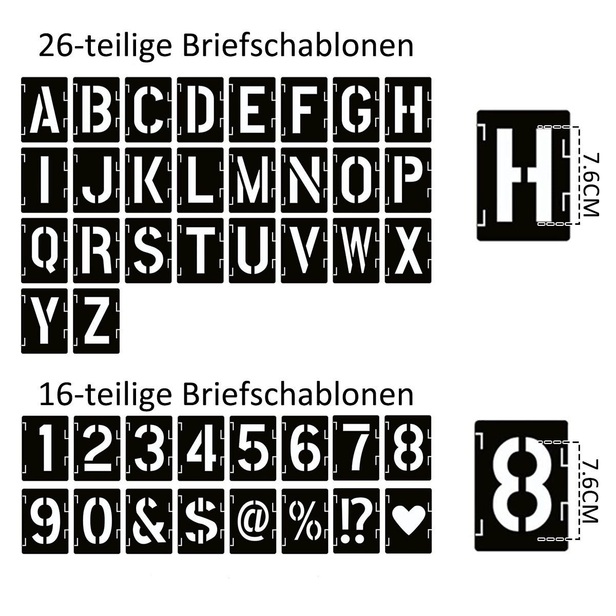 Buchstabennummer Wiederverwendbarer Jormftte Vorlage,Waschbar weiß2 Deko-Buchstaben Schablonen