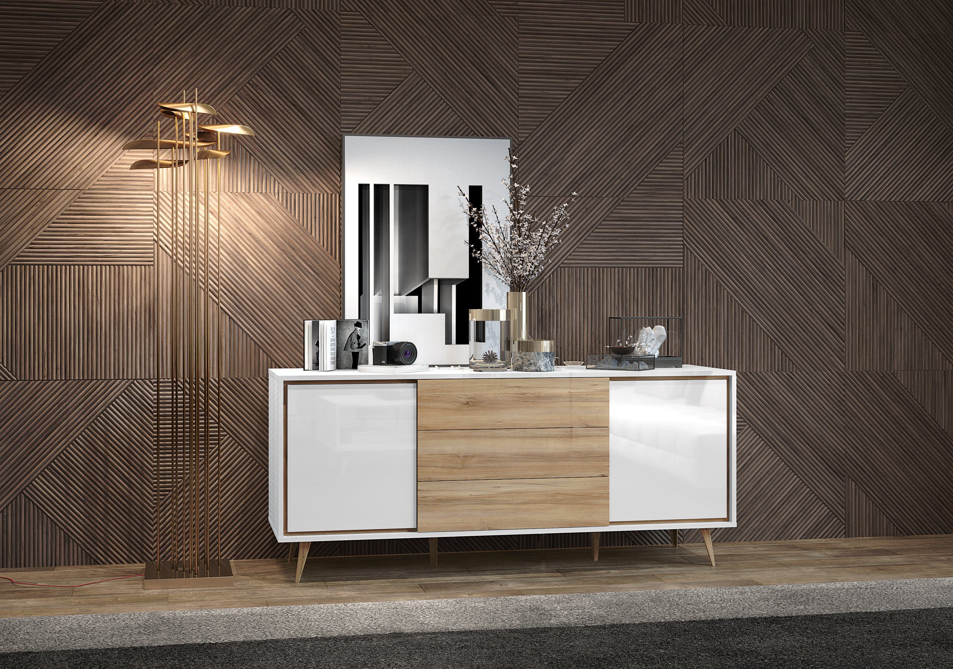 OTTO home Kommode Vida (H/B/T): 78/180/47cm), UV lackiert, hochglänzend, Soft-Close und Push-to-open Funktion
