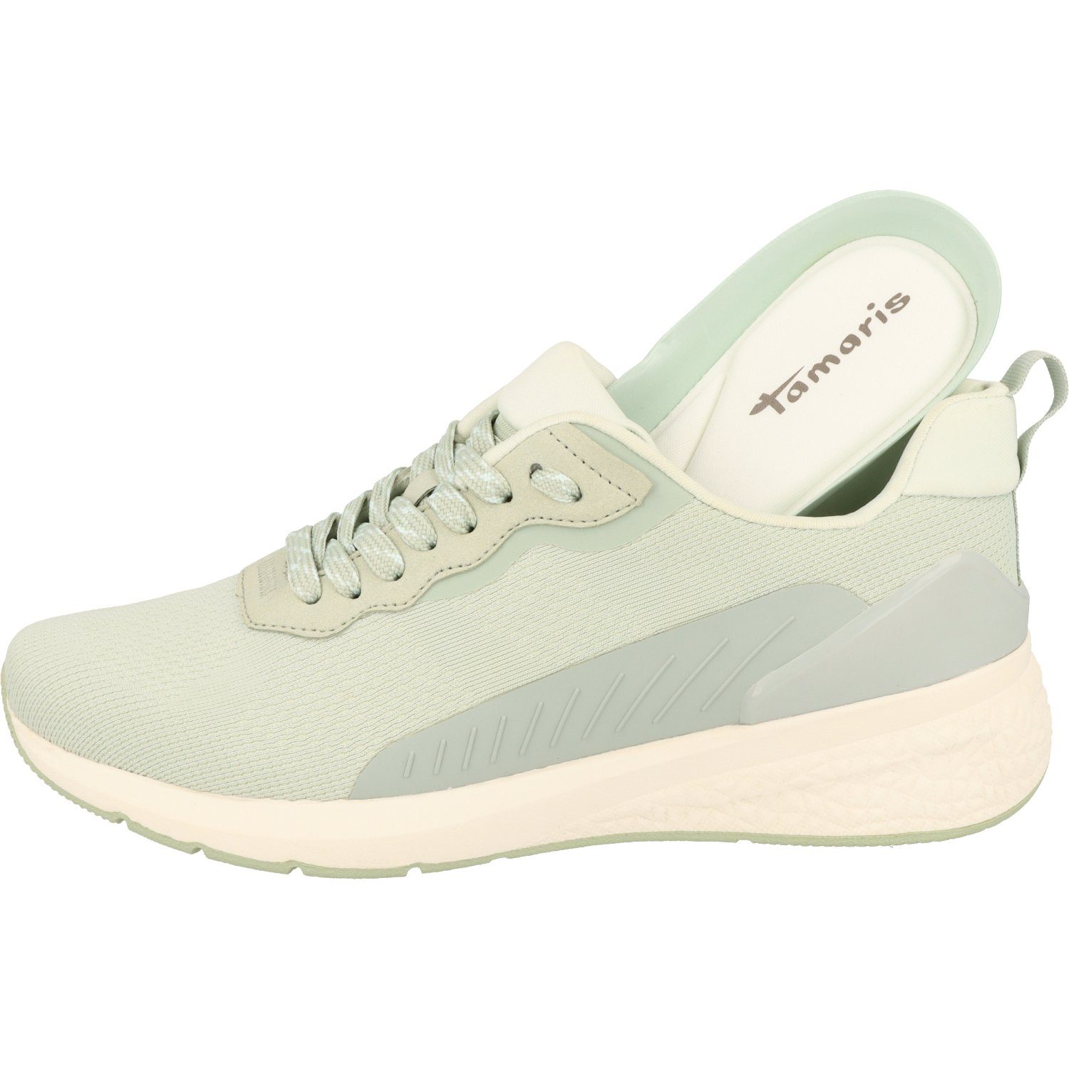 sportliche Damen Halbschuhe Schuhe 1-23705-20 Sneaker Green Tamaris Schnürschuh Milky