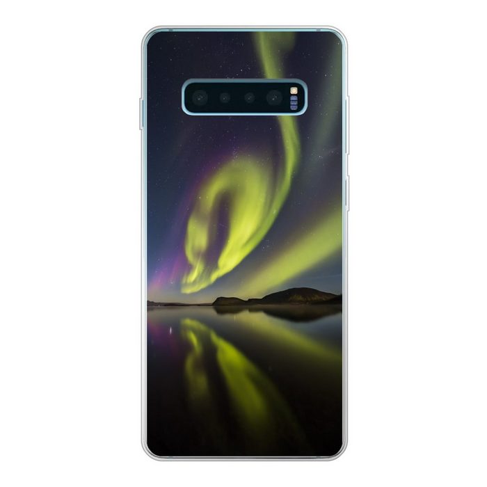 MuchoWow Handyhülle Nordlichter - Schweden - Lila - Wasser - Grün Phone Case Handyhülle Samsung Galaxy S10 Lite Silikon Schutzhülle