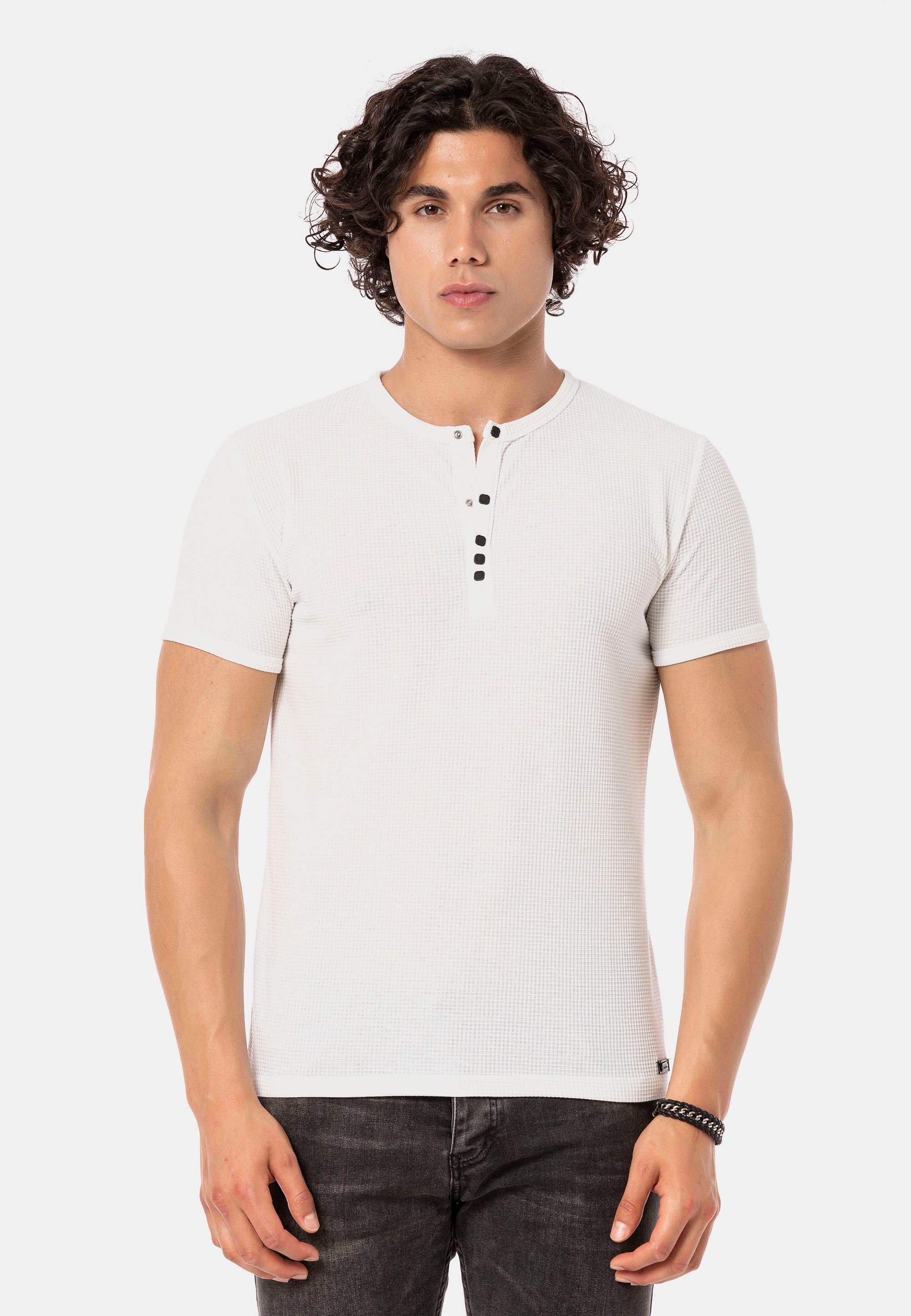 RedBridge T-Shirt Wallasey mit stylischer Knopfleiste weiß