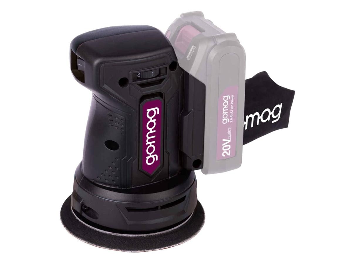 Gomag Akku-Exzenterschleifer GO-EXS125, max. 12000 U/min, 24000 U/min, (Set, 6 tlg., ohne Akku und Ladegerät), inkl. 4 Schleifblätter, Staubbeutel & Adapter für – Bild 2 von 5