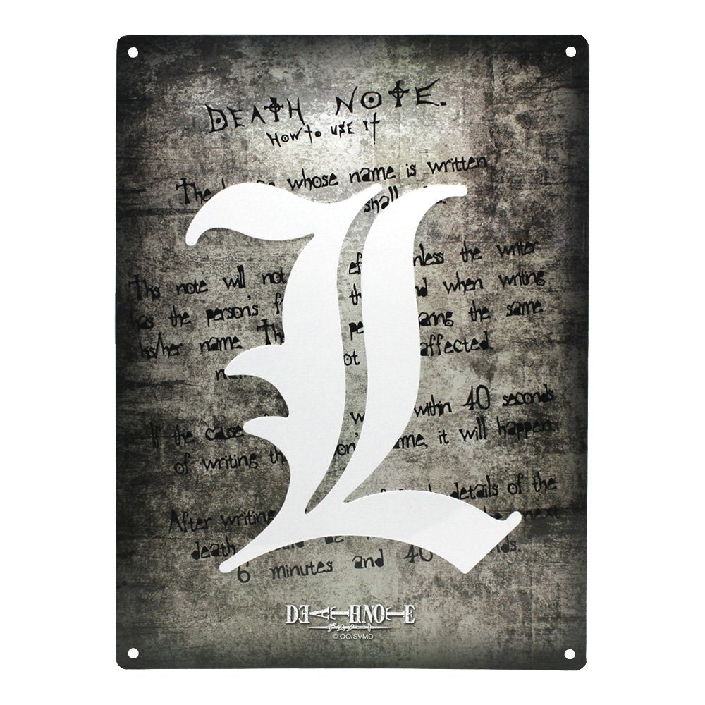 ABYstyle Metallschild L Symbol Blechschild - Death Note