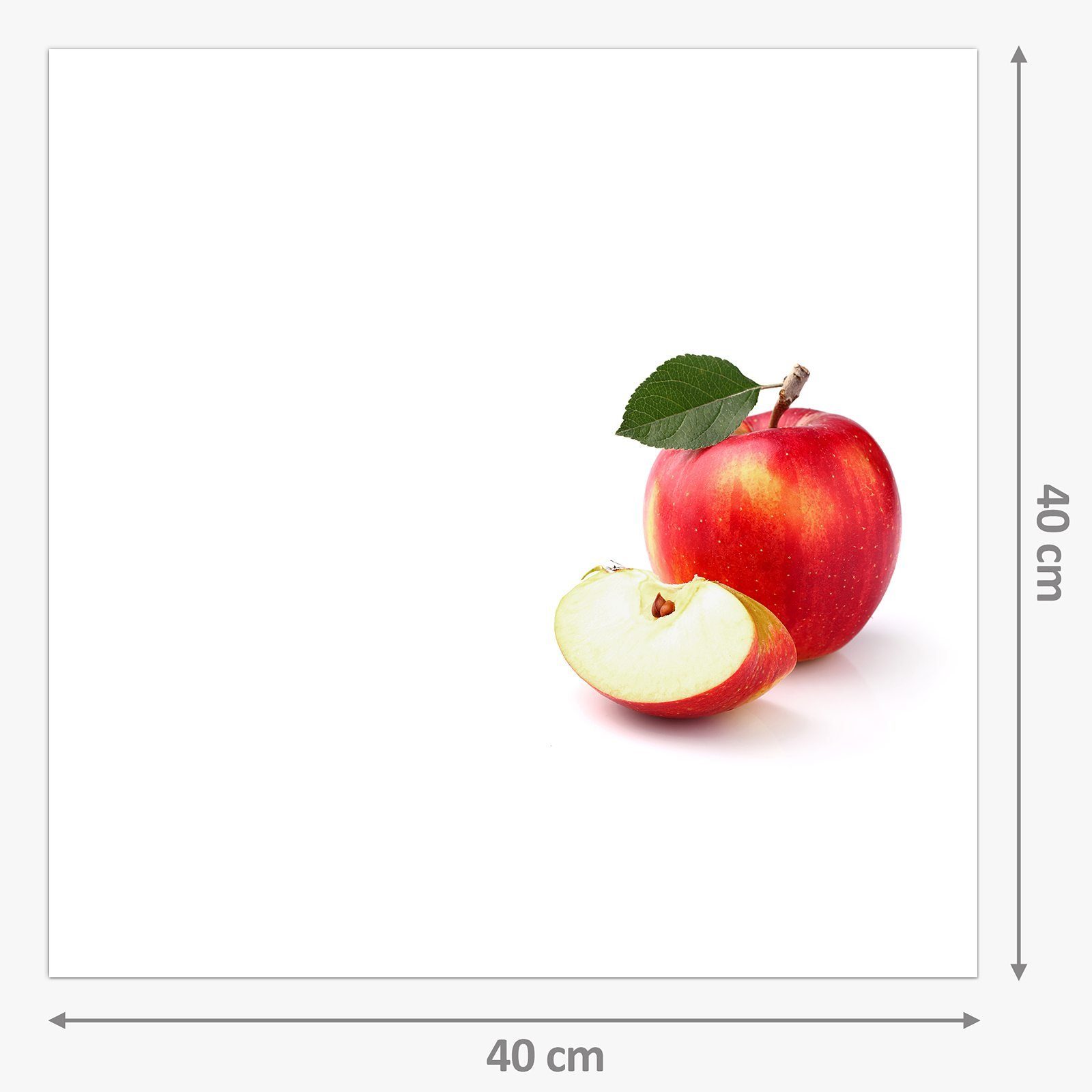 Küchenrückwand Blatt mit Apfel Primedeco Motiv Küchenrückwand Spritzschutz Roter Glas mit