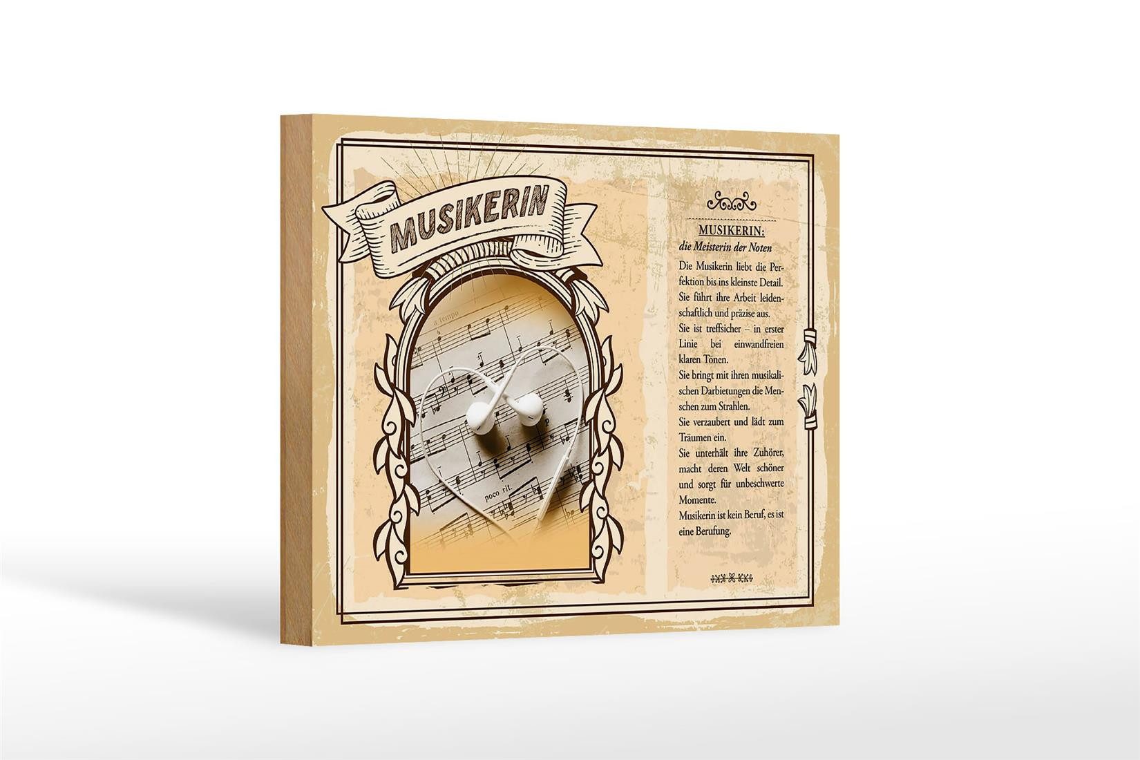 Femer GmbH Holzbild Berufe 18x12 cm Musikerin Meisterin der Noten, Beruf Arbeit (1 St), Glatte Holzfaserplatte (MDF), vorn beschichtet