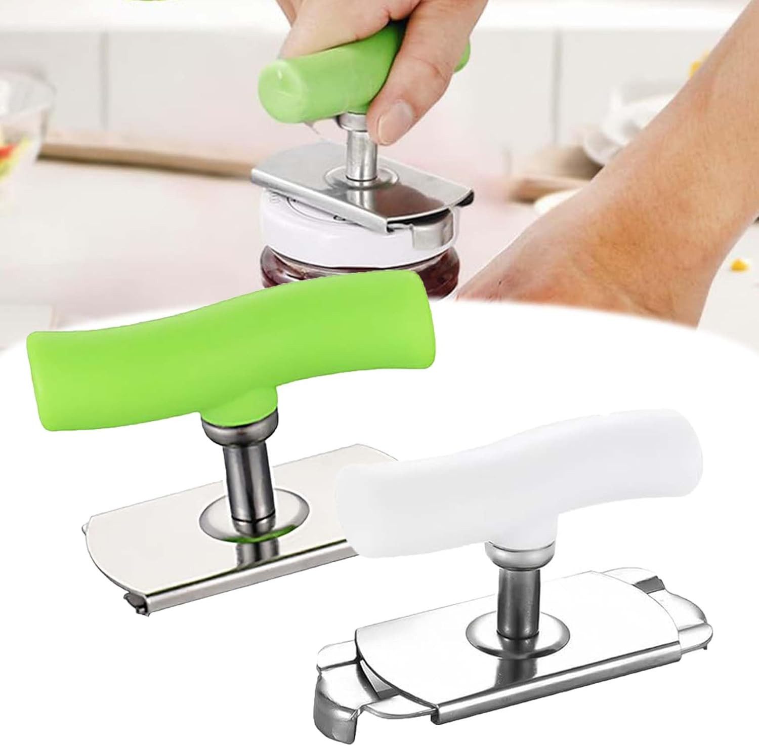 VEKROBOT Dosenöffner 2 teiliger Dreh Öffner Multifunktional rostfrei Für Gläser Flaschen, Verstellbarer Flaschenöffner