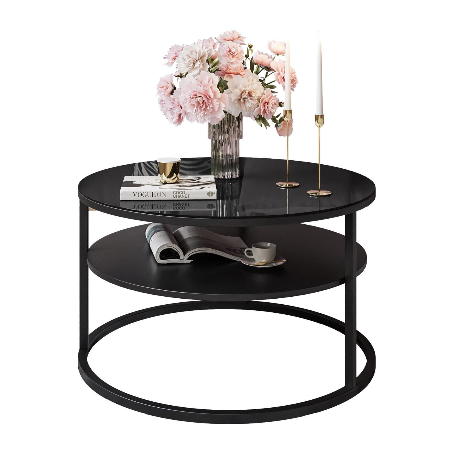 Lookway Couchtisch CIRI GLASS mit Ablage (1 Tisch), Durchmesser: ⌀70 cm – Bild 5 von 5