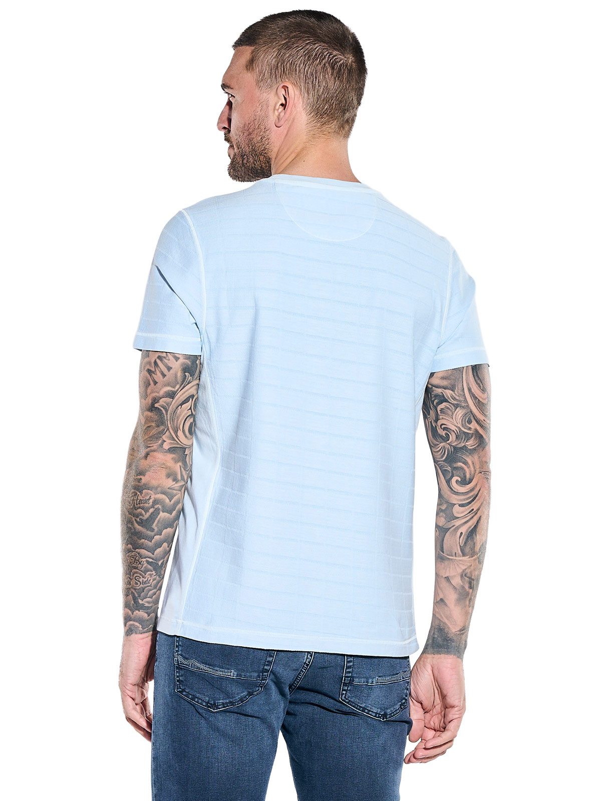 emilio adani T-Shirt Herren Rundhals T-Shirt, Hellblau