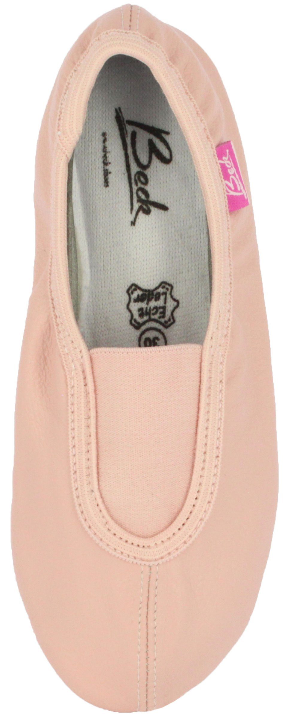 Beck Schläppchen Echt-Leder mit Ledersohle Gymnastikschuh (mit Ristgummi) und Wildledersohle