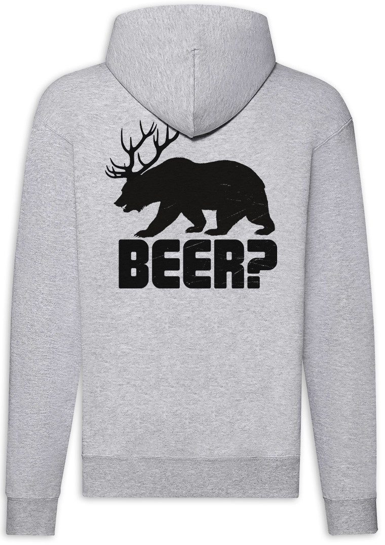 Urban Backwoods Sweatjacke Beer Zipper Hoodie Bier Hirsch Reh Jagd Jäger Bär Geweih Deer Bear Fun (1-tlg) Hunt Antlers Hunter Alcohol