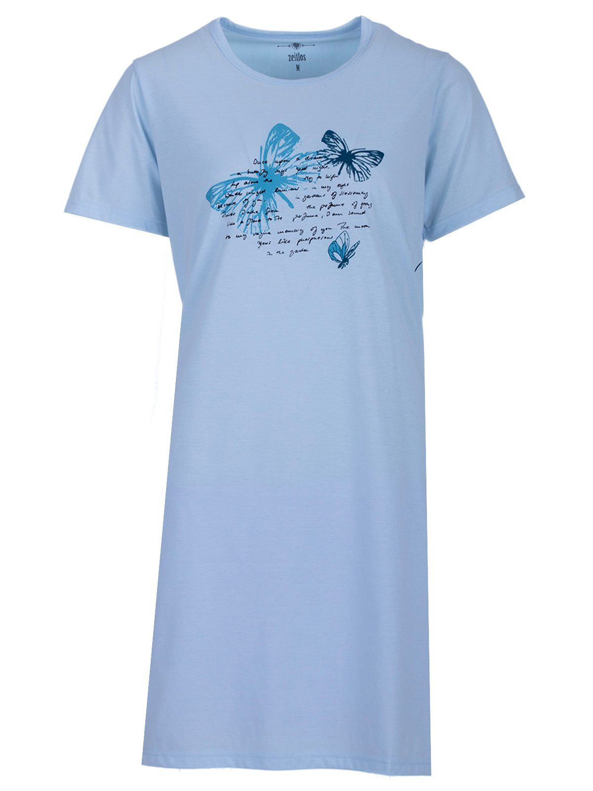 zeitlos Nachthemd Nachthemd Kurzarm - Blumenranken blau