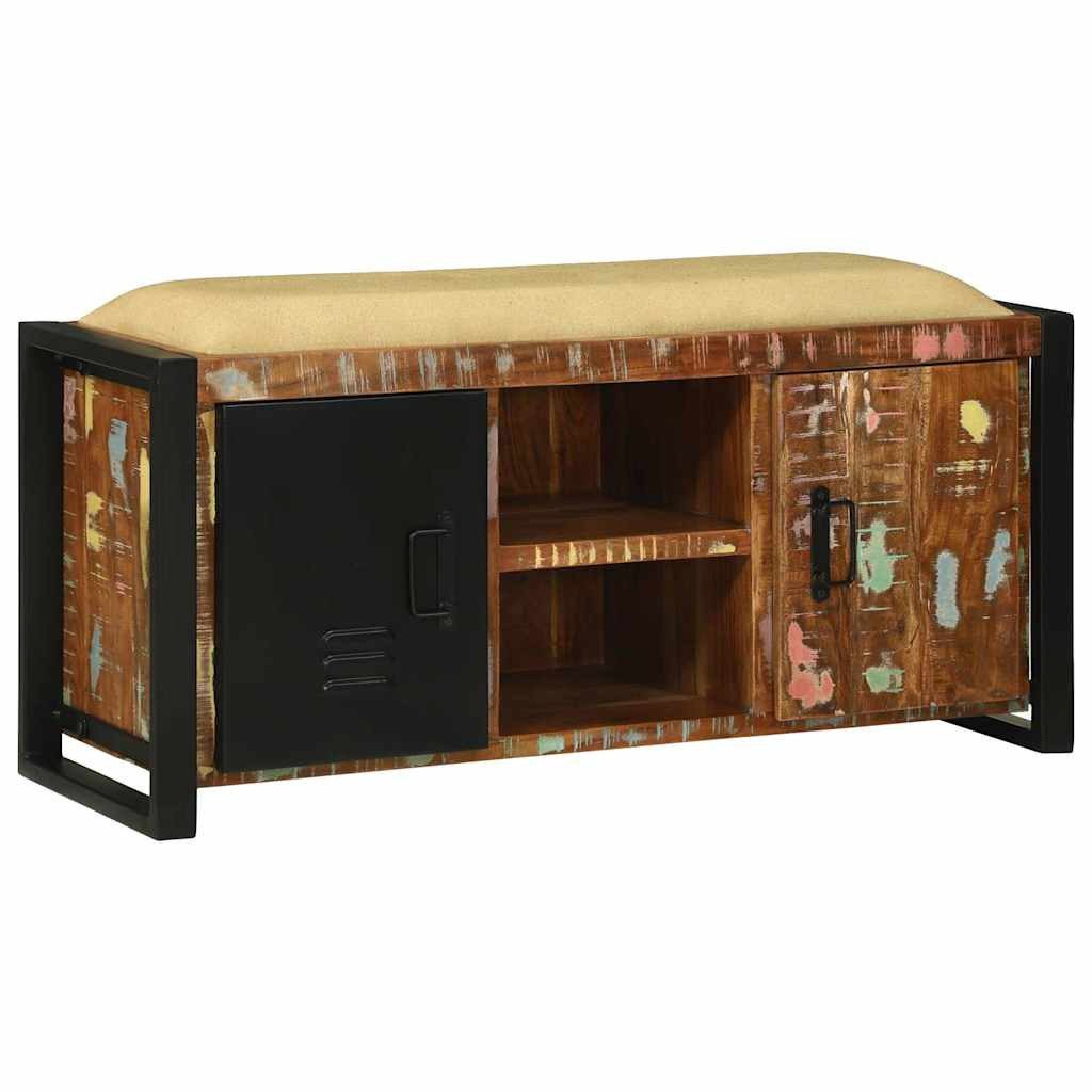 vidaXL Sitzbank Bank Schrank Mehrfarbig 100 x 35 x 50 cm Massivholz Altholz (1-St)