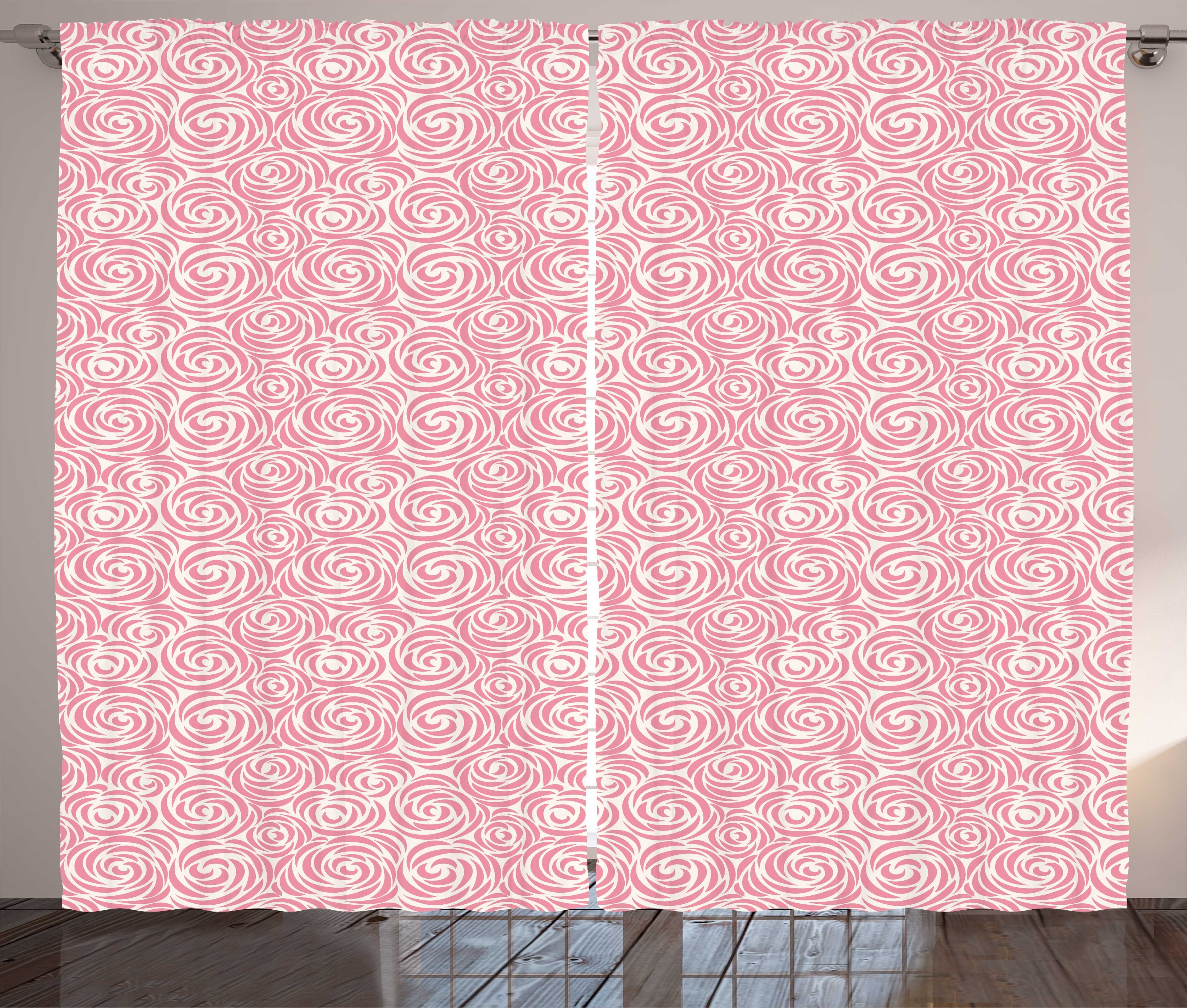 Gardine Schlafzimmer Kräuselband Vorhang mit Schlaufen und Haken, Abakuhaus, Rose Abstract Swirl Linie Blooms