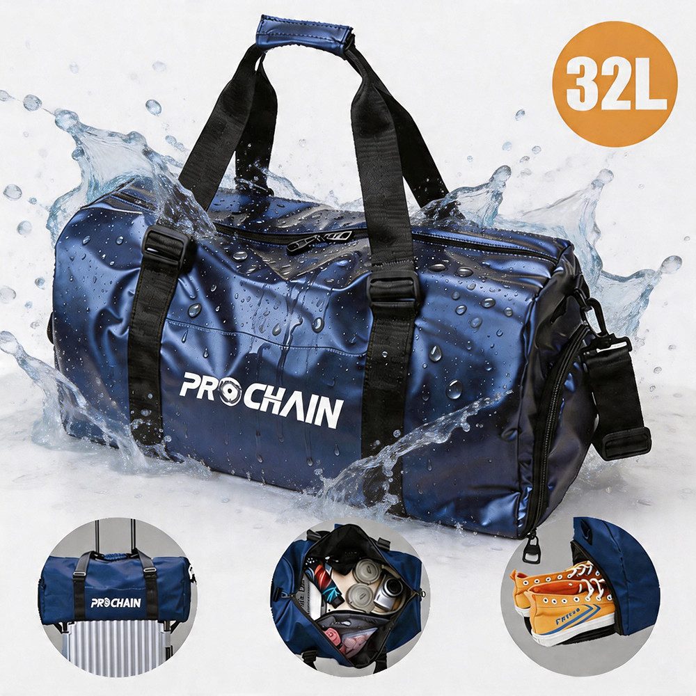 PROCHAIN Gymbag Sporttaschen für Männer und Frauen,Freizeit-Aufbewahrungstasche (Geeignet für Fitness Yoga Schwimmen Reisen, Leicht Hochwertig Sporttasche mit Schuhfach Lässiger Rucksack), Wasserdicht und Verschleißfest mit Schuhfach und Nassfach