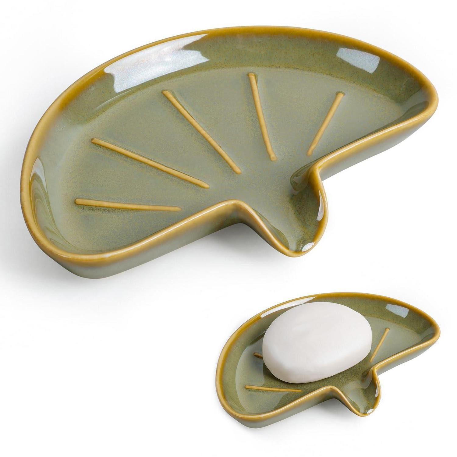 LuxusKollektion Seifenschale Seifenschale Halbmond Keramik Grün, Breite: 10 cm, 1-St.