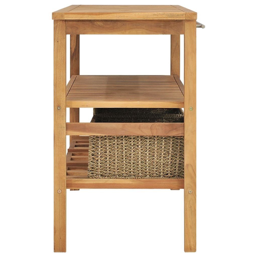vidaXL Badezimmerspiegelschrank Waschtisch mit 3 Körben Massivholz 132x45x75cm (1-St)