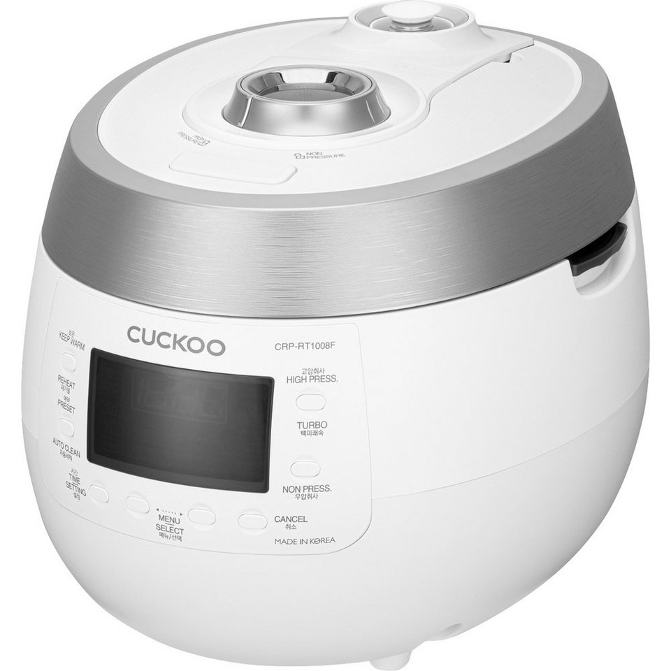 Cuckoo Reiskocher Cuckoo CRP-RT1008F Reiskocher Weiß-Silber mit Display,  1150 W