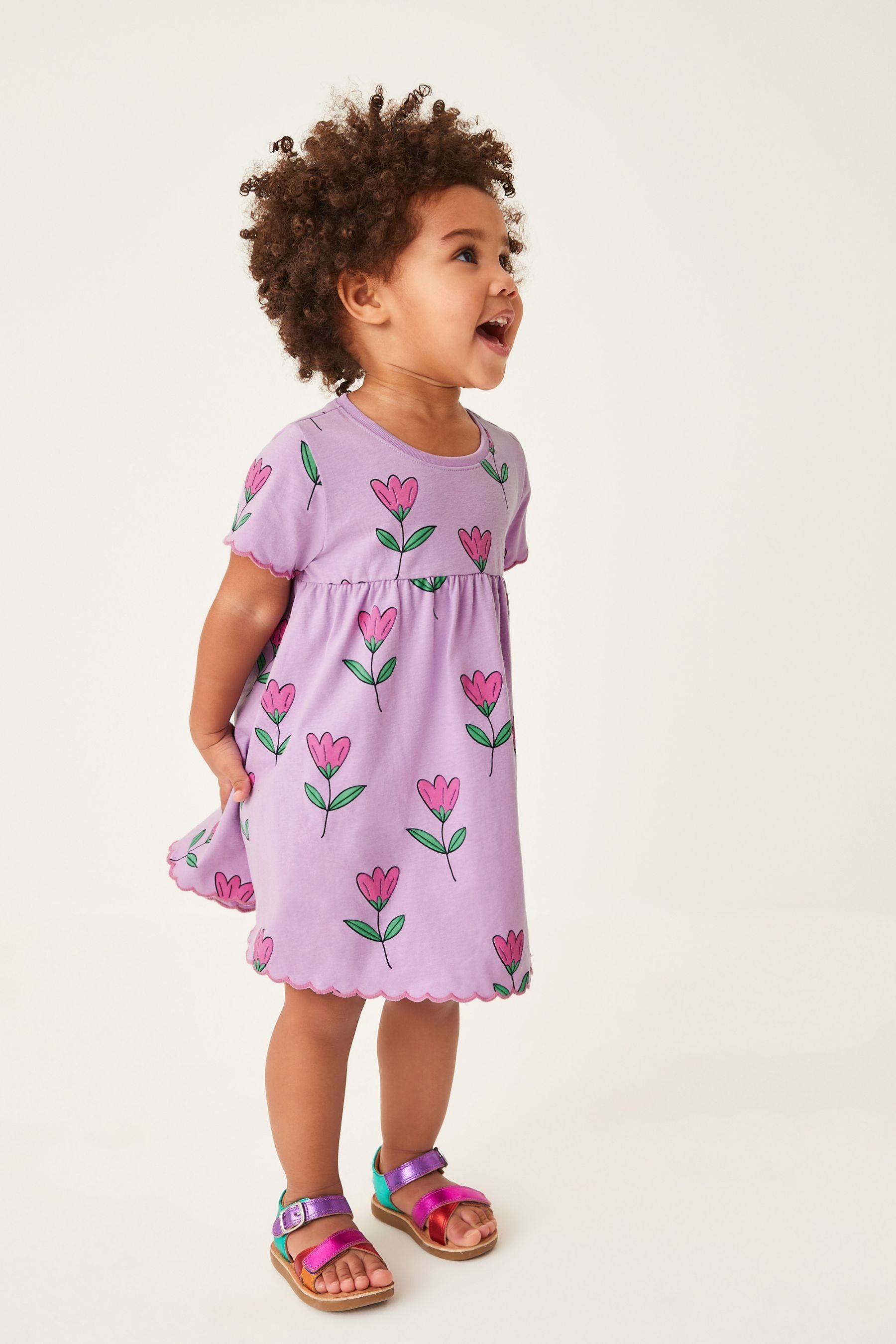 Jerseykleid Next Kurzärmliges (1-tlg) Jersey-Kleid Lilac