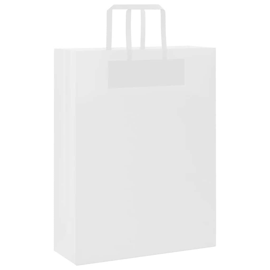 vidaXL Tragetasche, Papiertragetaschen 250 Stk. mit Henkeln Weiß 32x12x42 cm
