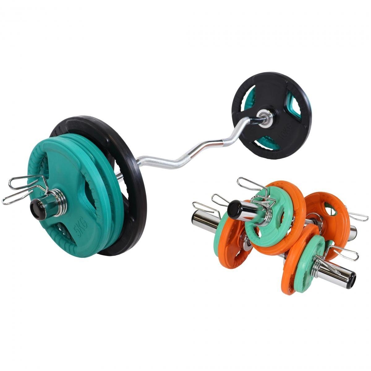 GORILLA SPORTS Hantel-Set Olympiastangen Set Gummi Gripper 75 kg