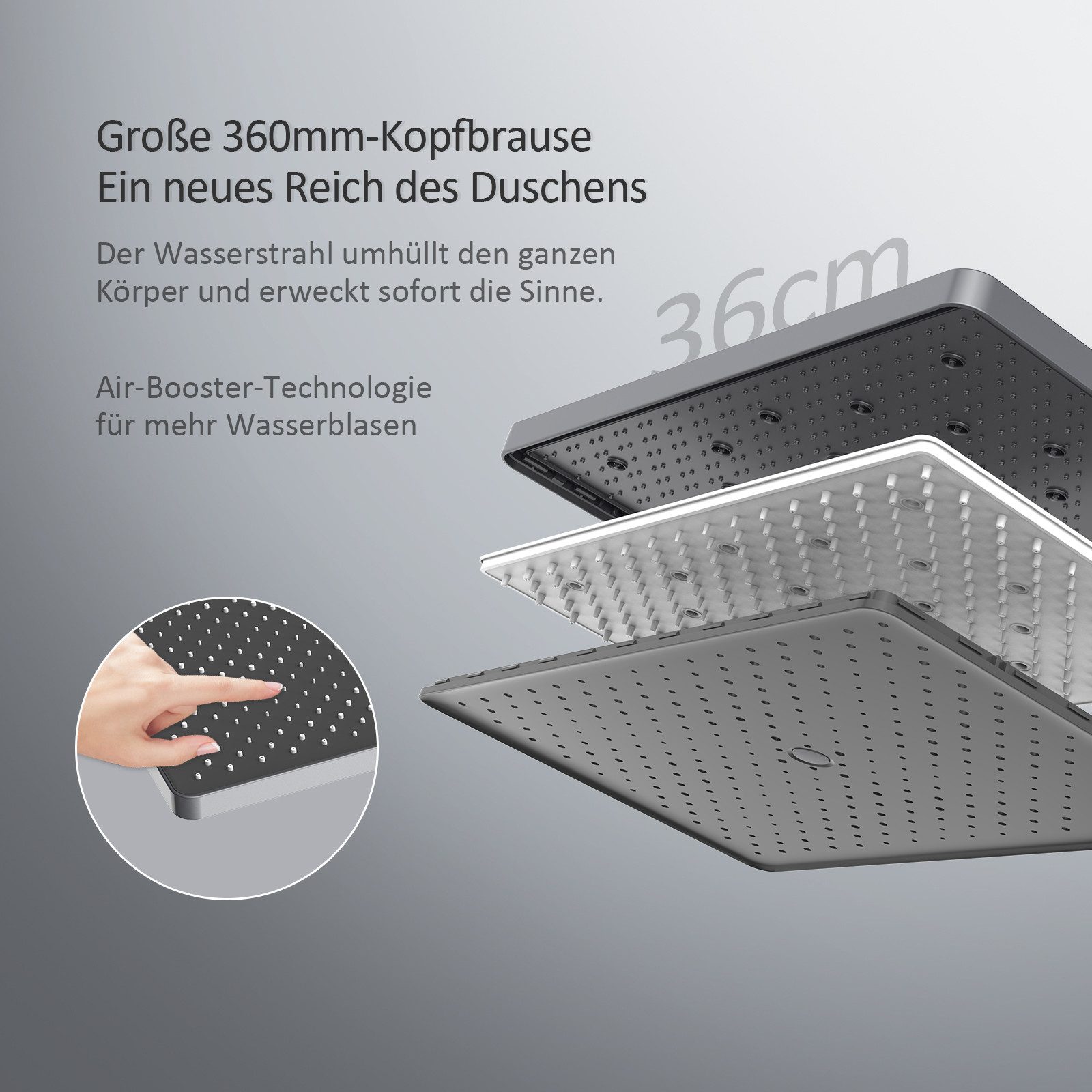 EMKE Duschsystem mit 40cm Glas Thermostat günstig online kaufen