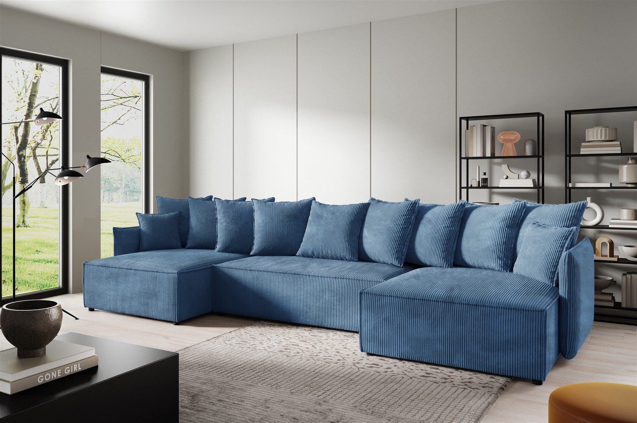 Fun Möbel Wohnlandschaft Sofa in U-Form FUN CARMELA in Stoff Poso, inkl. 9 Rückenkissen und 2 Zierkissen, Rundumbezug