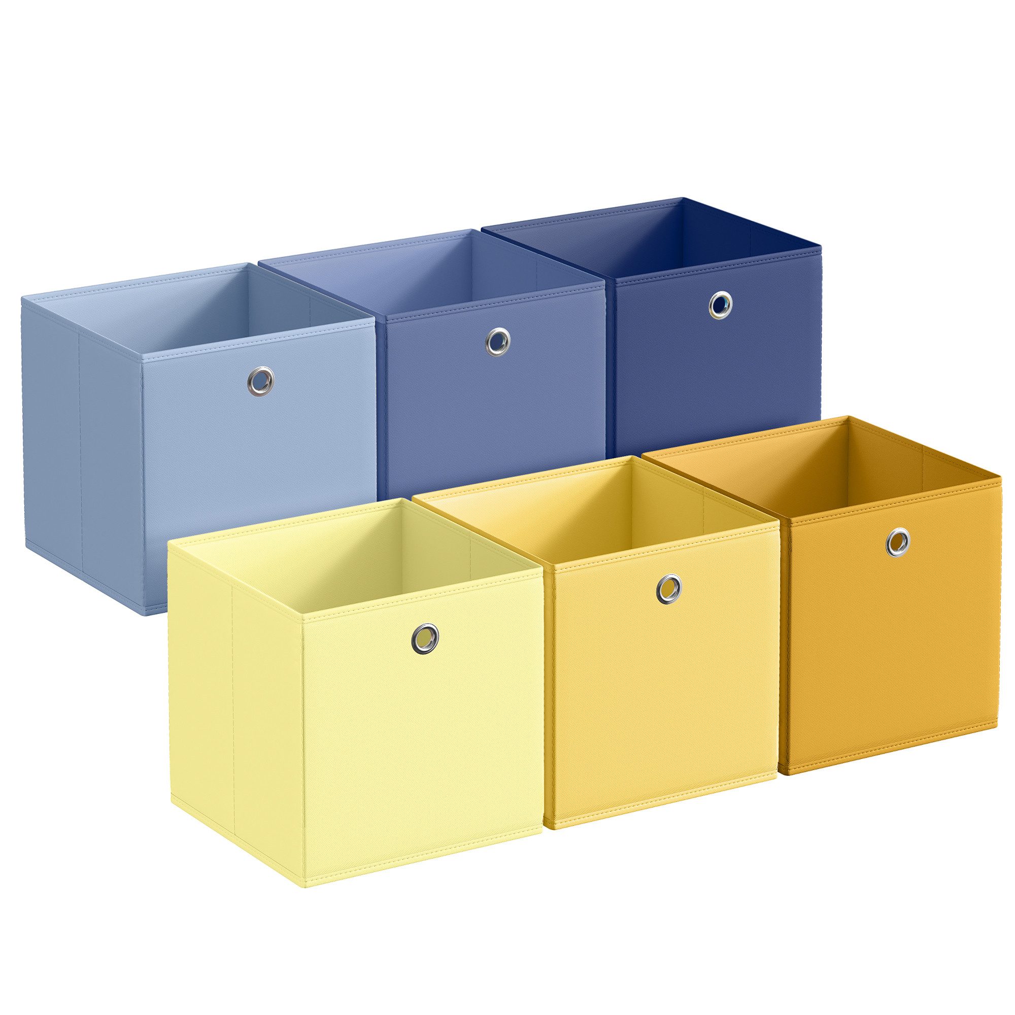 SONGMICS Aufbewahrungsbox Ordnungsboxen, geruchsneutral, Faltbox, für Schlafzimmer, Wohnzimmer, 6er Set, 33 x 33 x 33 cm, Stoffbox, Organizer bunt, Aufbewahrungskorb