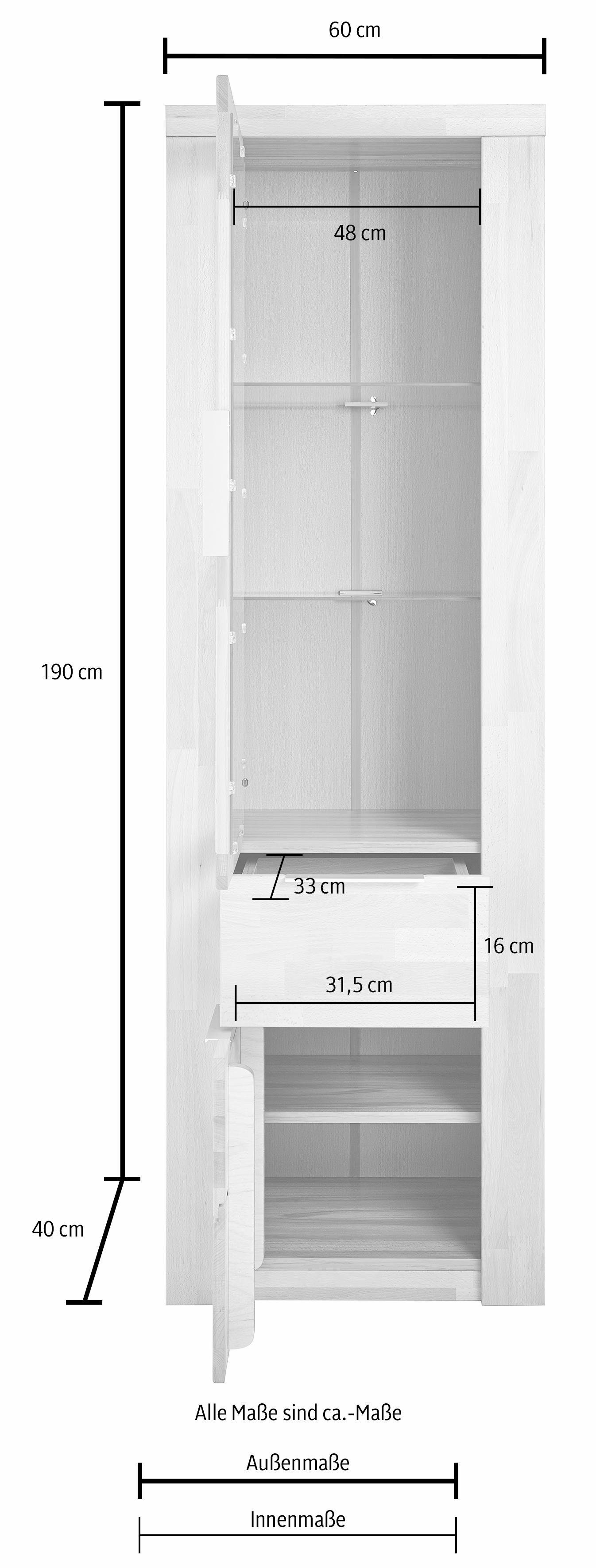 Eiche Vitrine | eichefarben teilmassiv Woltra