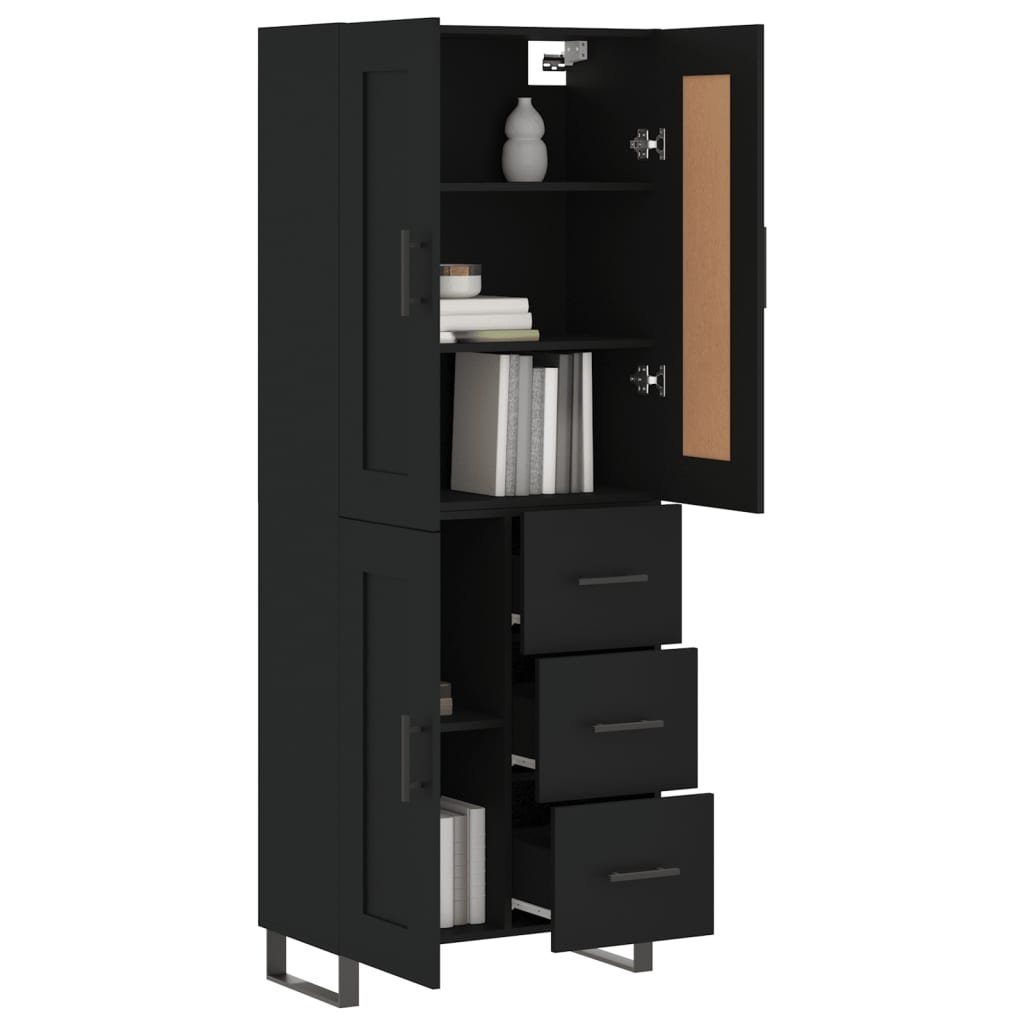 vidaXL 69,5x34x180 Regal Schwarz Kleiderschrank cm Highboard Hochschrank Schrank Holzwerksto