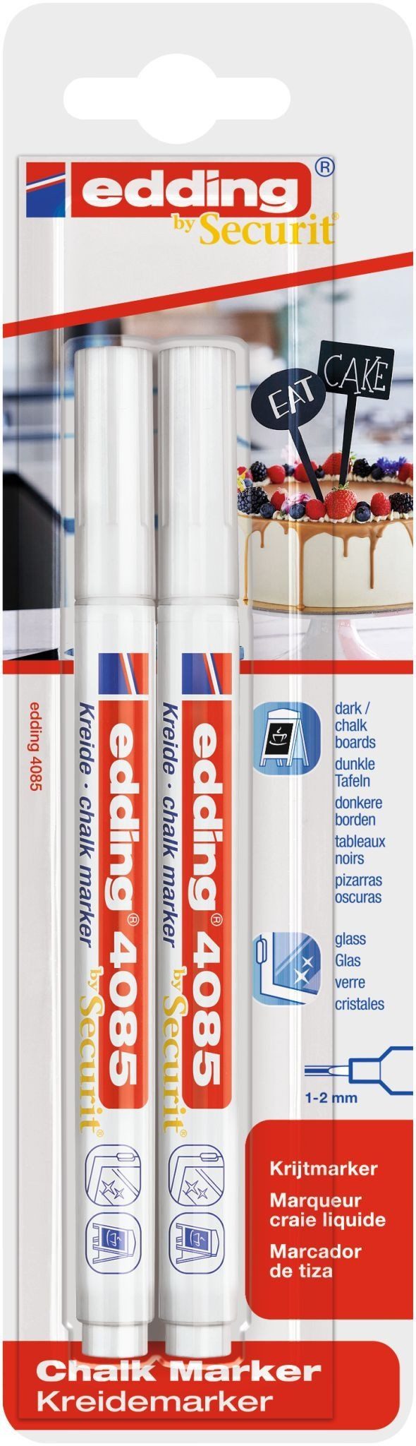 edding Filzstift Kreidemarker edding 4085 2er-Blister weiß (10 Stück)