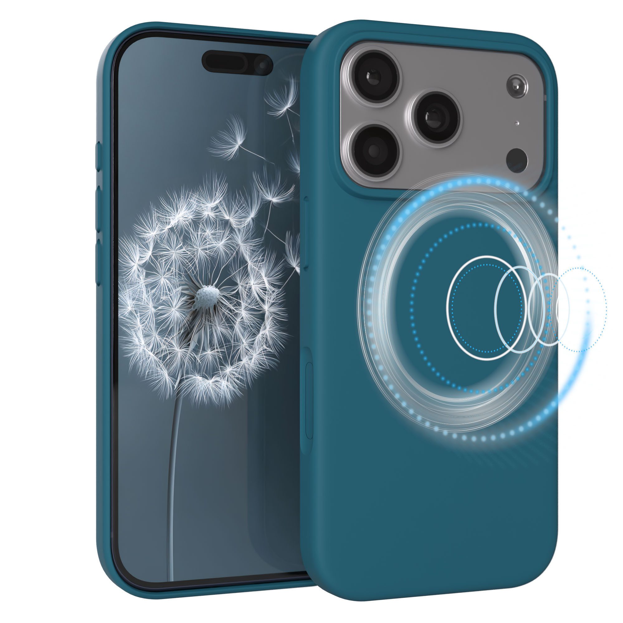 EAZY CASE Handyhülle für Apple iPhone 17 Pro Hülle Silikon 6,3 Zoll, TPU Schutzhülle MagSafe mit Kameraschutz kratzfestes Bumper Petrol