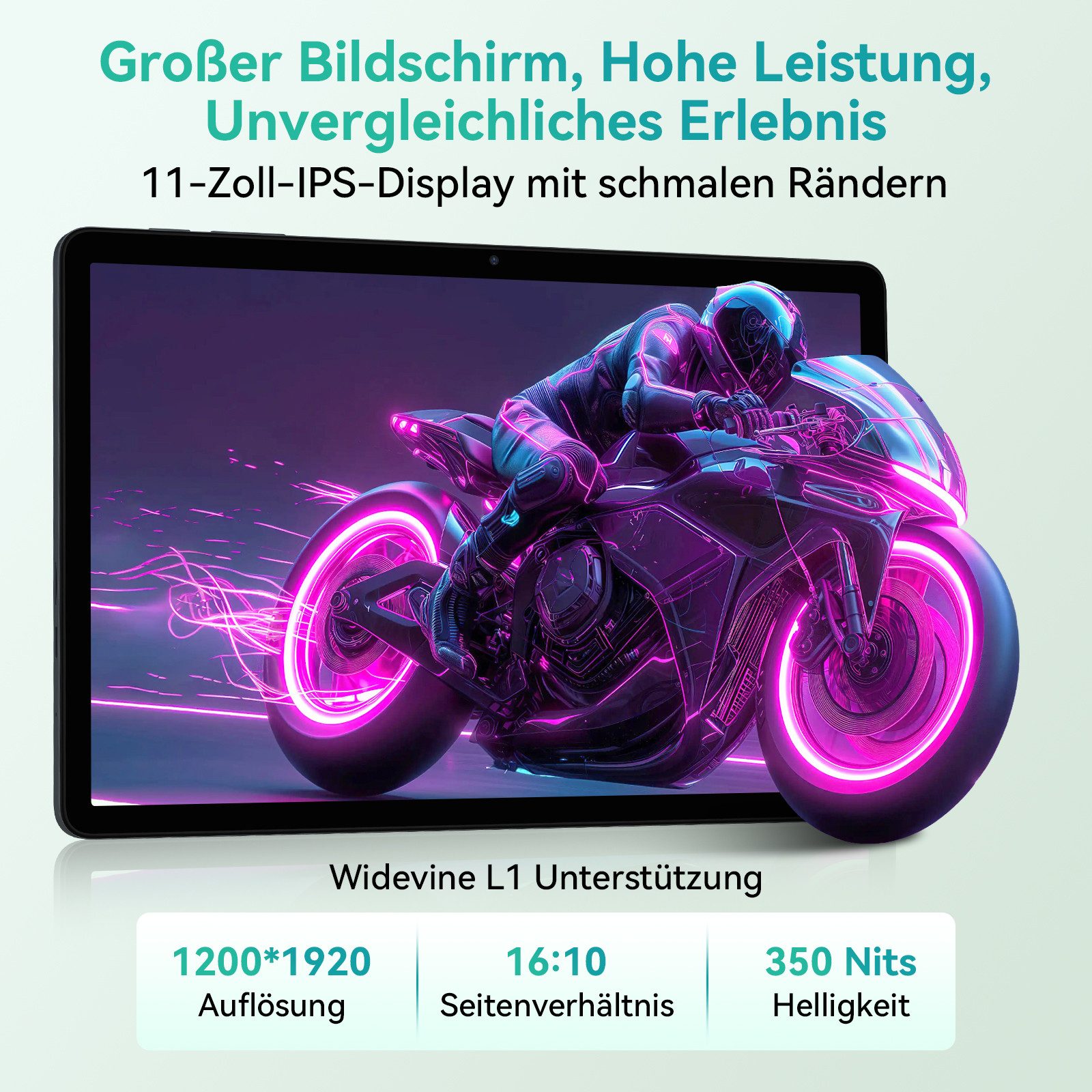 KINGRID 11" Android 16 WiFi mit Tastatur/Hülle/Maus Tablet (11", 128 GB, Android16, Android 16, FHD Display, mit Zubehör, Gemini AI) – Bild 3 von 5
