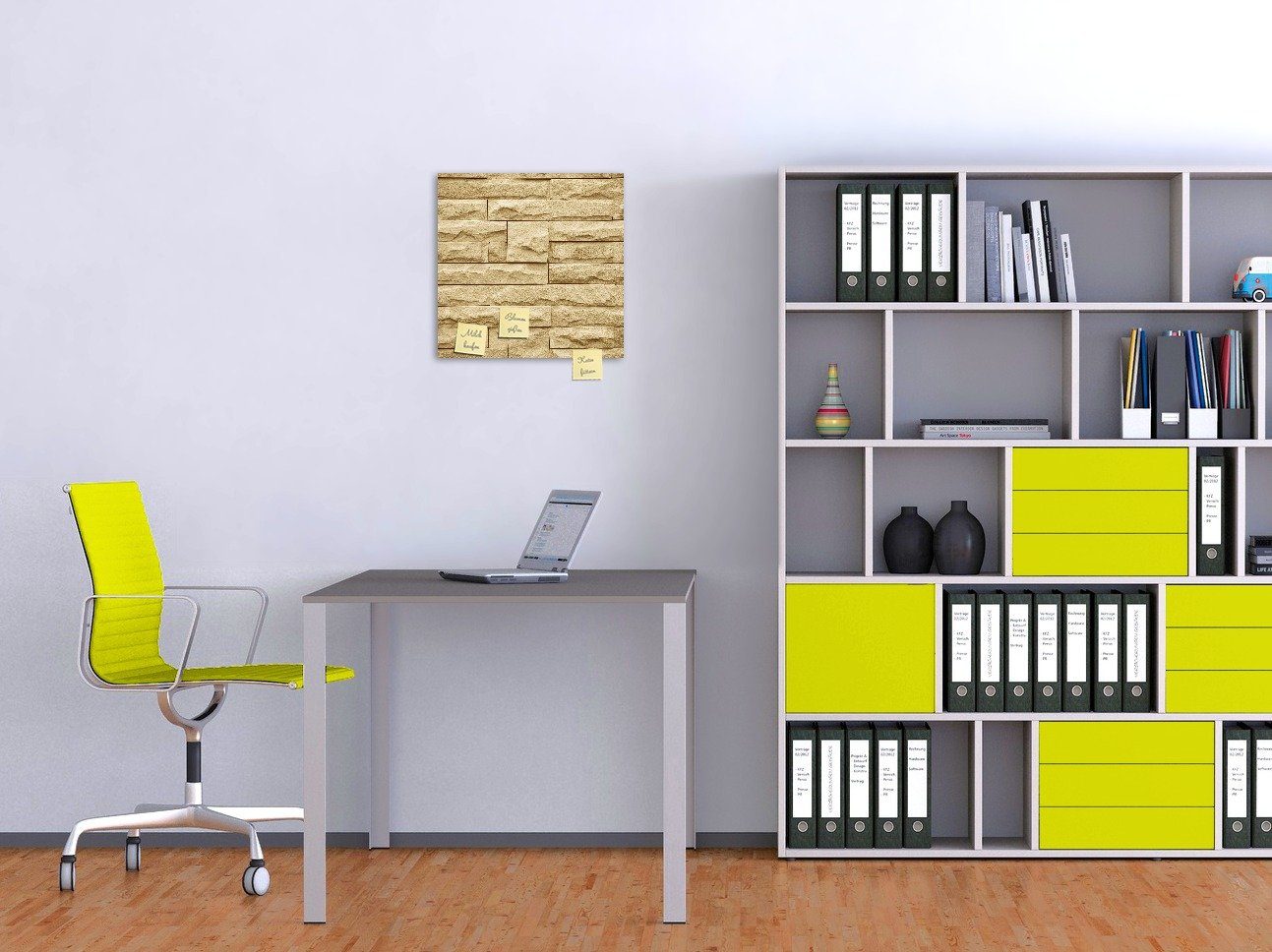 Wallario Memoboard Steinwand gelb