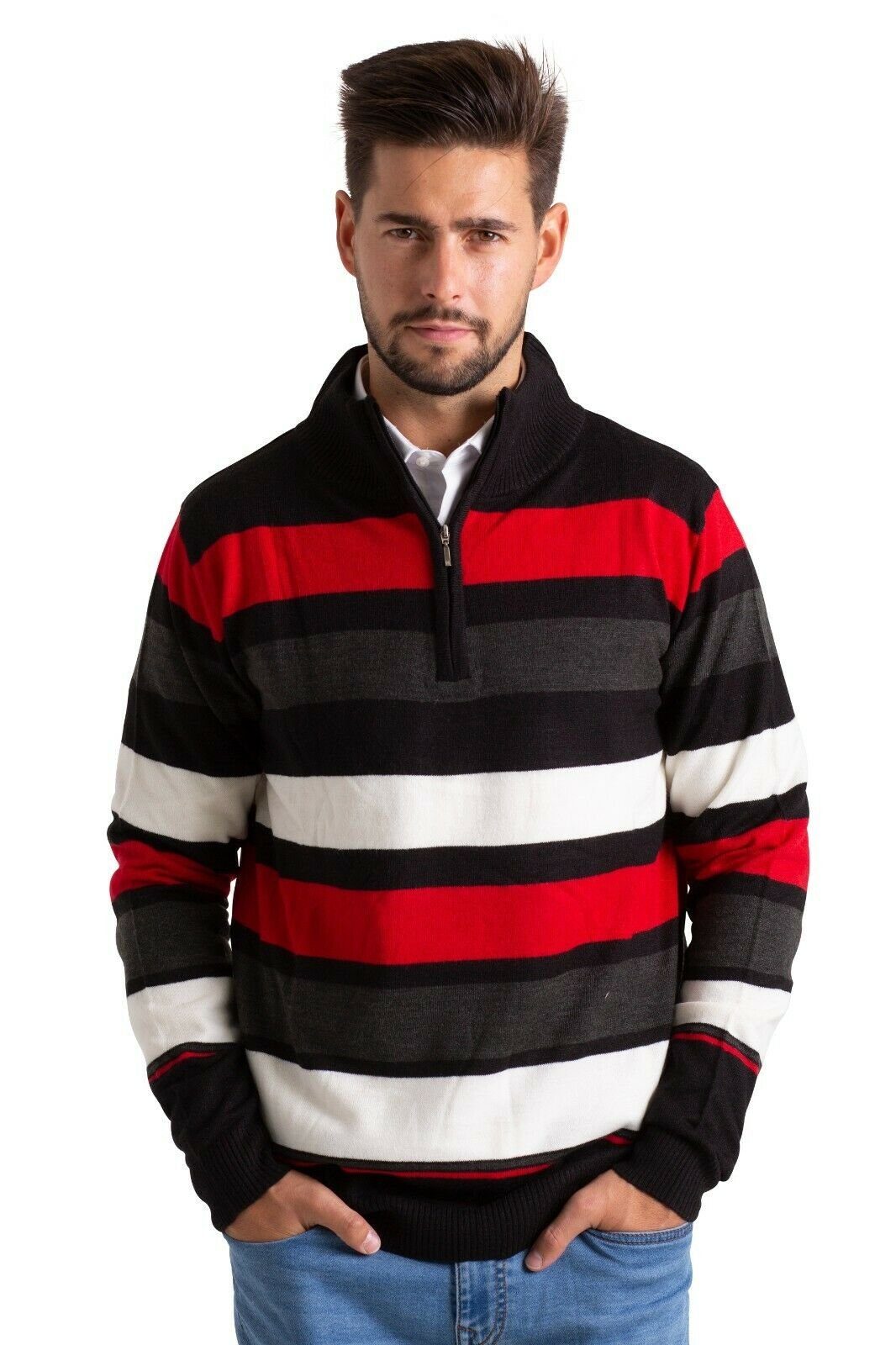 BlauerHafen Strickpullover Herren High-neck Sweater Half günstig online kaufen