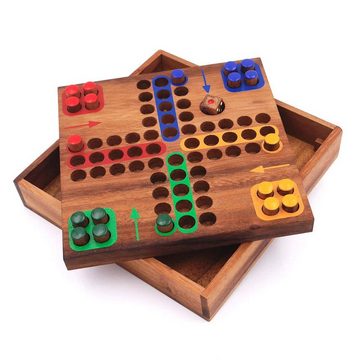 ROMBOL Denkspiele Spiel, Würfelspiel Ludo - Das spannende Brettspiel für die ganze Familie, Holzspiel