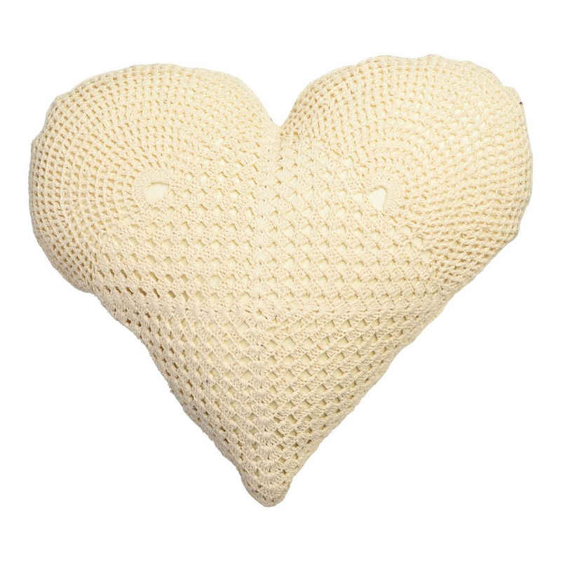 Depot Dekokissen »Strick-Kissen Heart«, aus Baumwolle, L 45 Zentimeter, B 45 Zentimeter