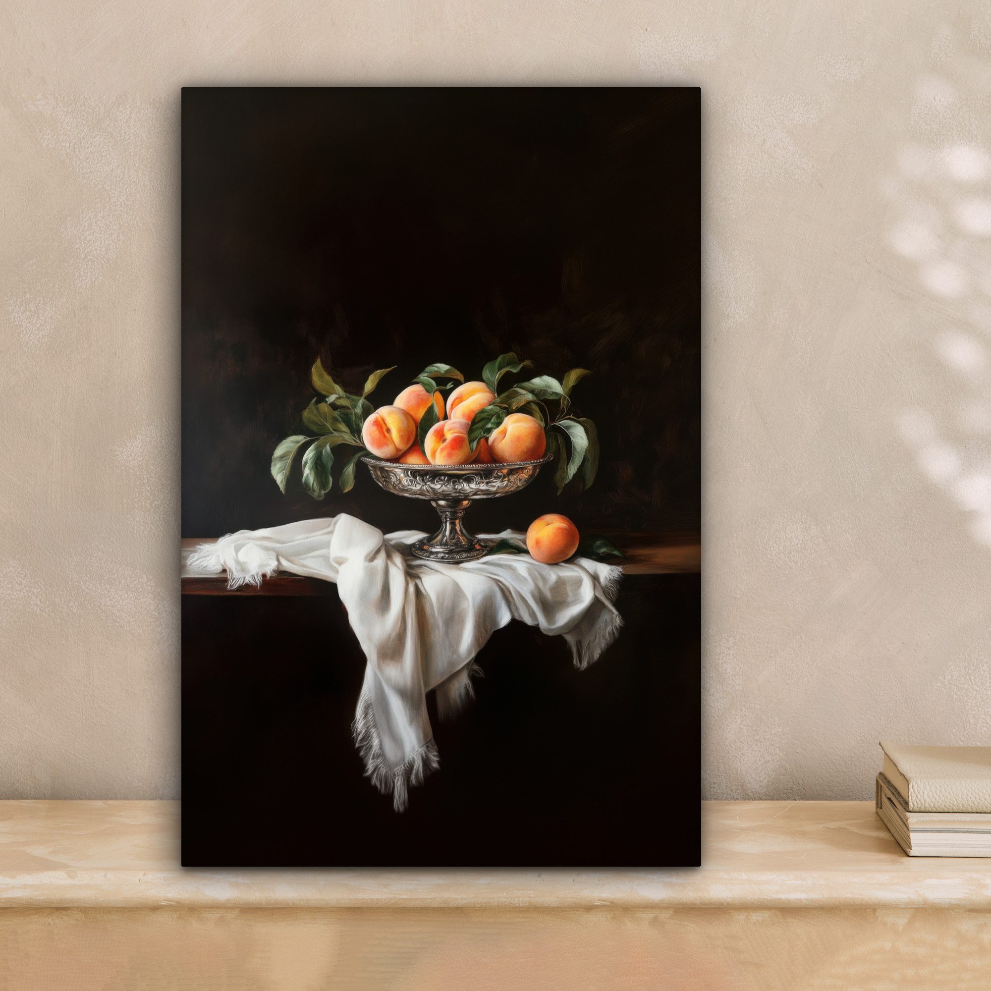 OneMillionCanvasses® Leinwandbild Stillleben - Pfirsiche - Vintage, Fotodru günstig online kaufen