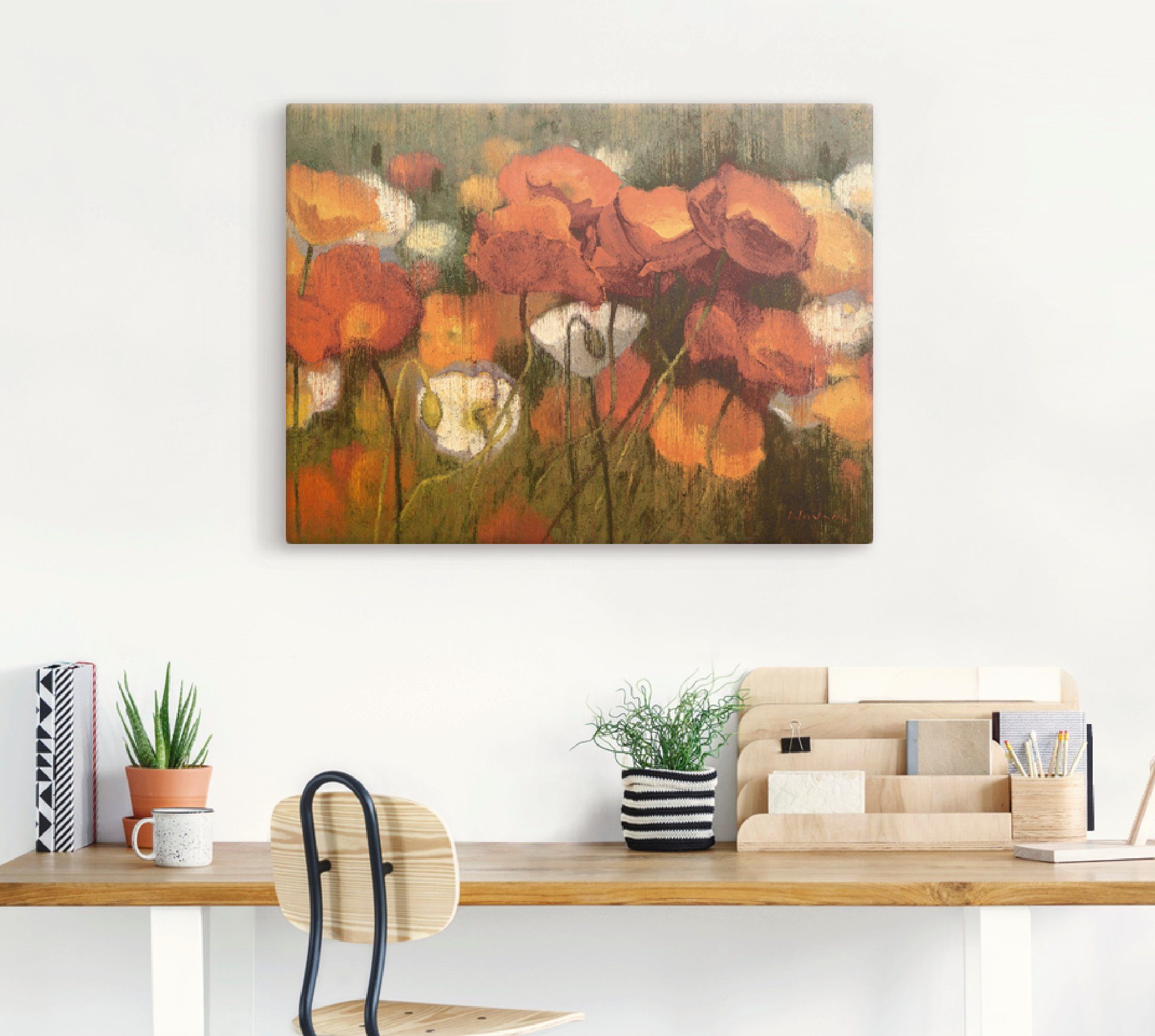 Artland Leinwandbild Das starke Rot II, Blumenwiese (1 St), auf Holzrahmen gespannt