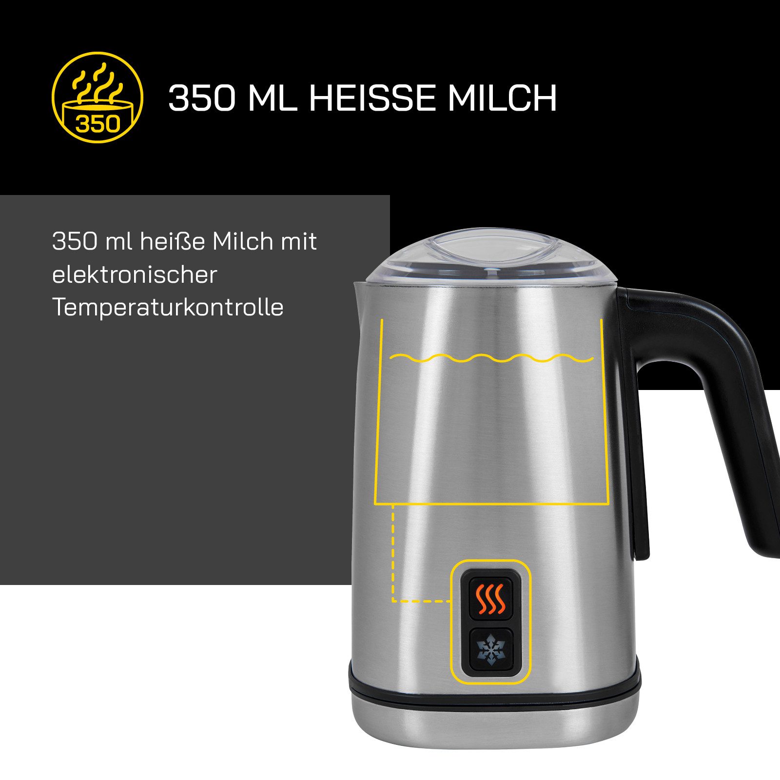 Gutfels Milchaufschäumer MILK 5010, 500 W, 350 ml Edelstahlbehälter