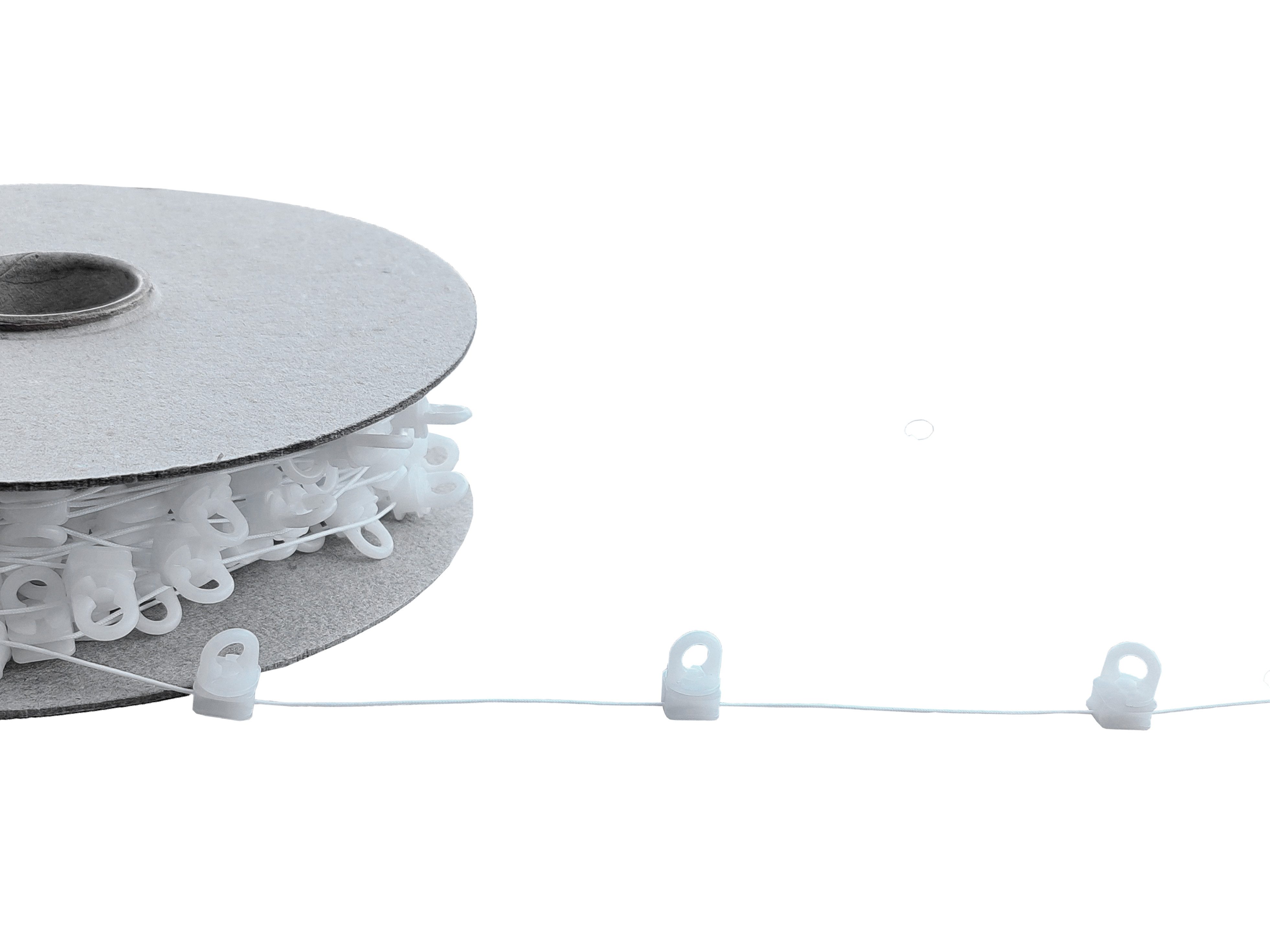 dekondo Gardinengleiter Gleiterkordel, Wellengleiterkordel, Gleiterband, Wave-System, mit 360° drehbaren Ösen, (13 Gleiter pro Meter, Meterware), Gleiterabstand 8 cm, geeignet für Gardinenschienen mit 6mm Laufnut