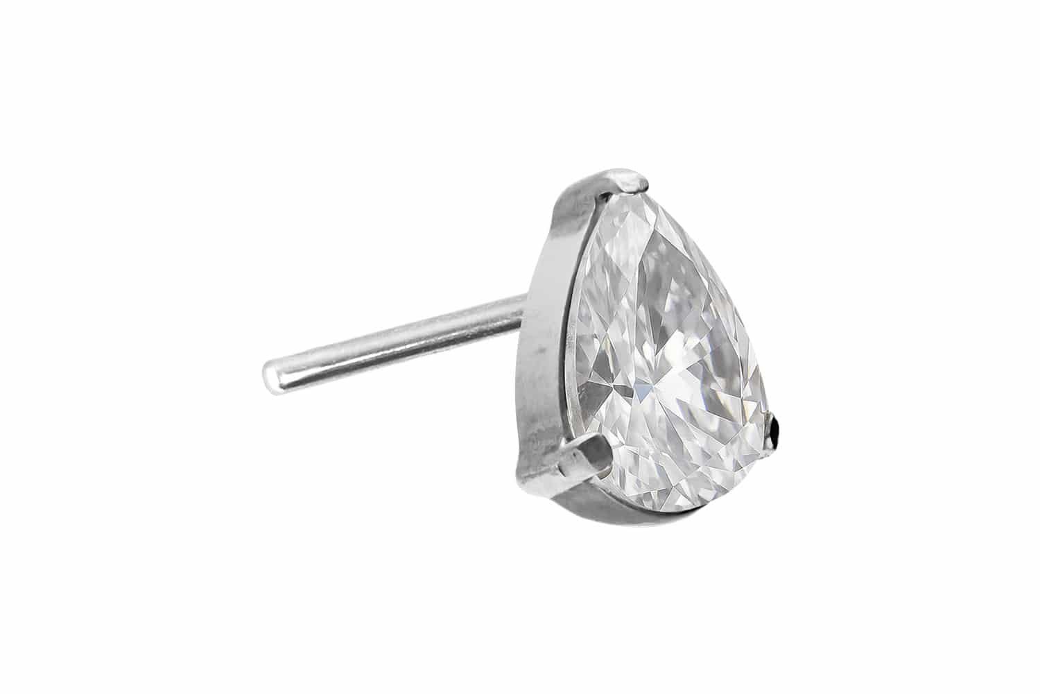 Piercing-Set Titan Aufsatz mit Push Pin KRISTALLTROPFEN