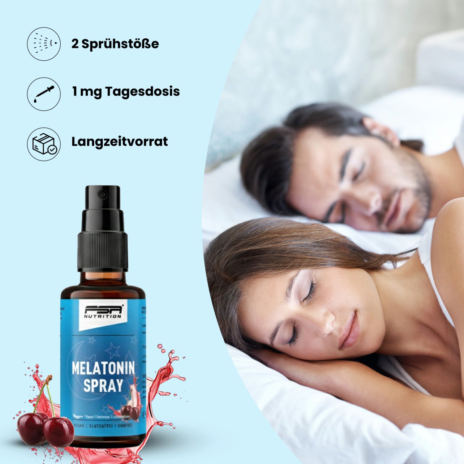 FSA NUTRITION Melatonin Einschlafspray 1 mg auf Wasserbasis & ohne Alkohol Kirsche Spray, 30 ml