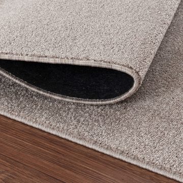 Teppich Unicolor - Einfarbig, Teppium, Rechteckig, Höhe: 11 mm, Einfarbig Kurzflor Teppich Wohnzimmer Beige Modern Rücken aus Filz