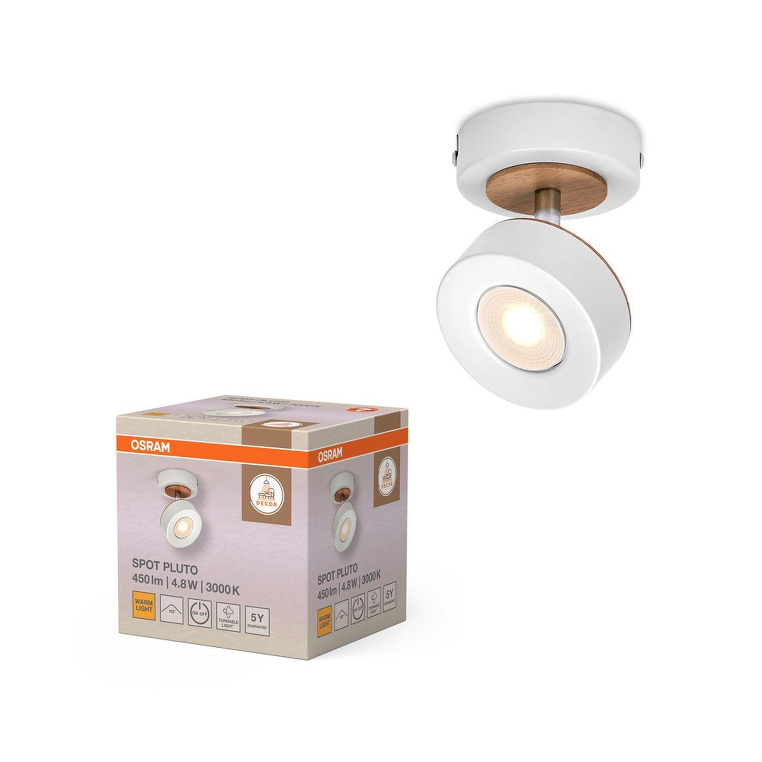 Licht-Erlebnisse Wandstrahler ELUNIS, LED fest integriert, Warmweiß, LED verstellbar 3000 K 300 lm Modern