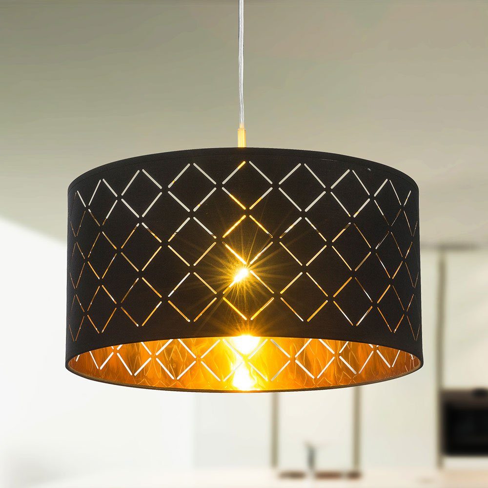 gold Leuchtmittel Pendellampe LED 140 LED-Hängeleuchte, rund Hängeleuchte schwarz inklusive, H cm etc-shop Warmweiß, Esstischlampe