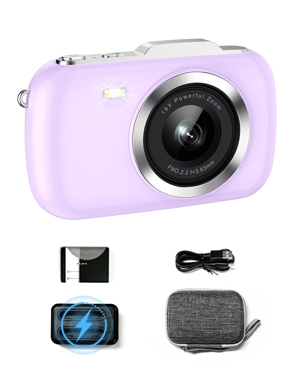 HT Kompaktkamera (64 MP, 4K Autofokus Fotoapparat Digitalkamera 18X Digitalzoom Vlogging Kamera)