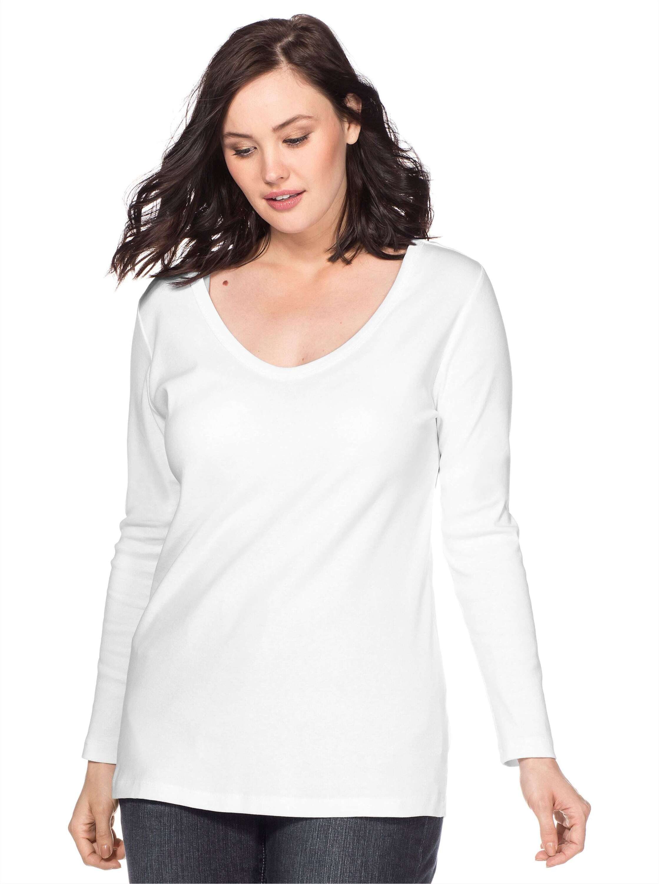 Sheego T-Shirt Langarmshirt Langarm aus Baumwolle günstig online kaufen